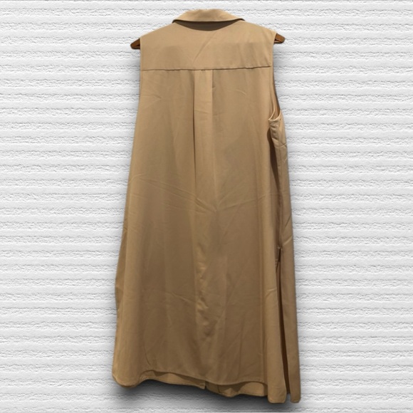 Joan Vass cream button down tunic with high slit - Picture 3 of 12